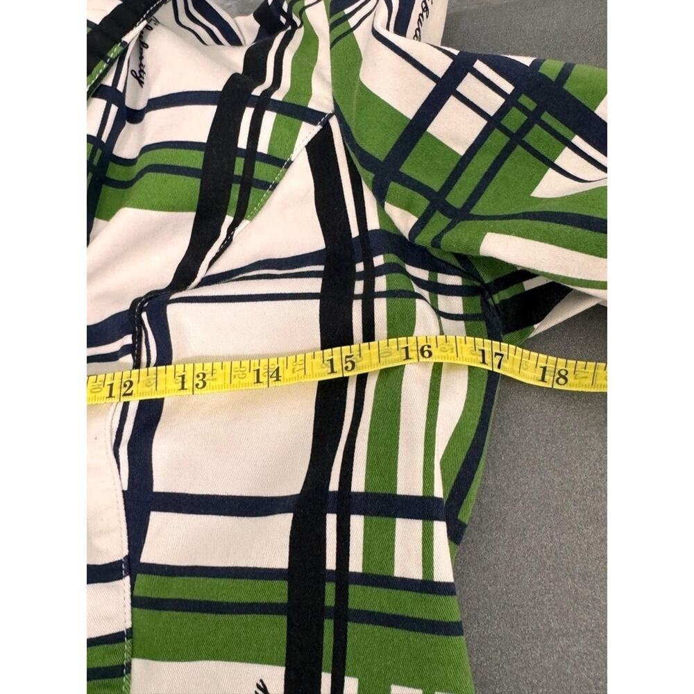 Fabulosity Blazer Women's L Vintage Green Navy Plaid Button Cotton Stretch Y2K - Picture 9 of 10